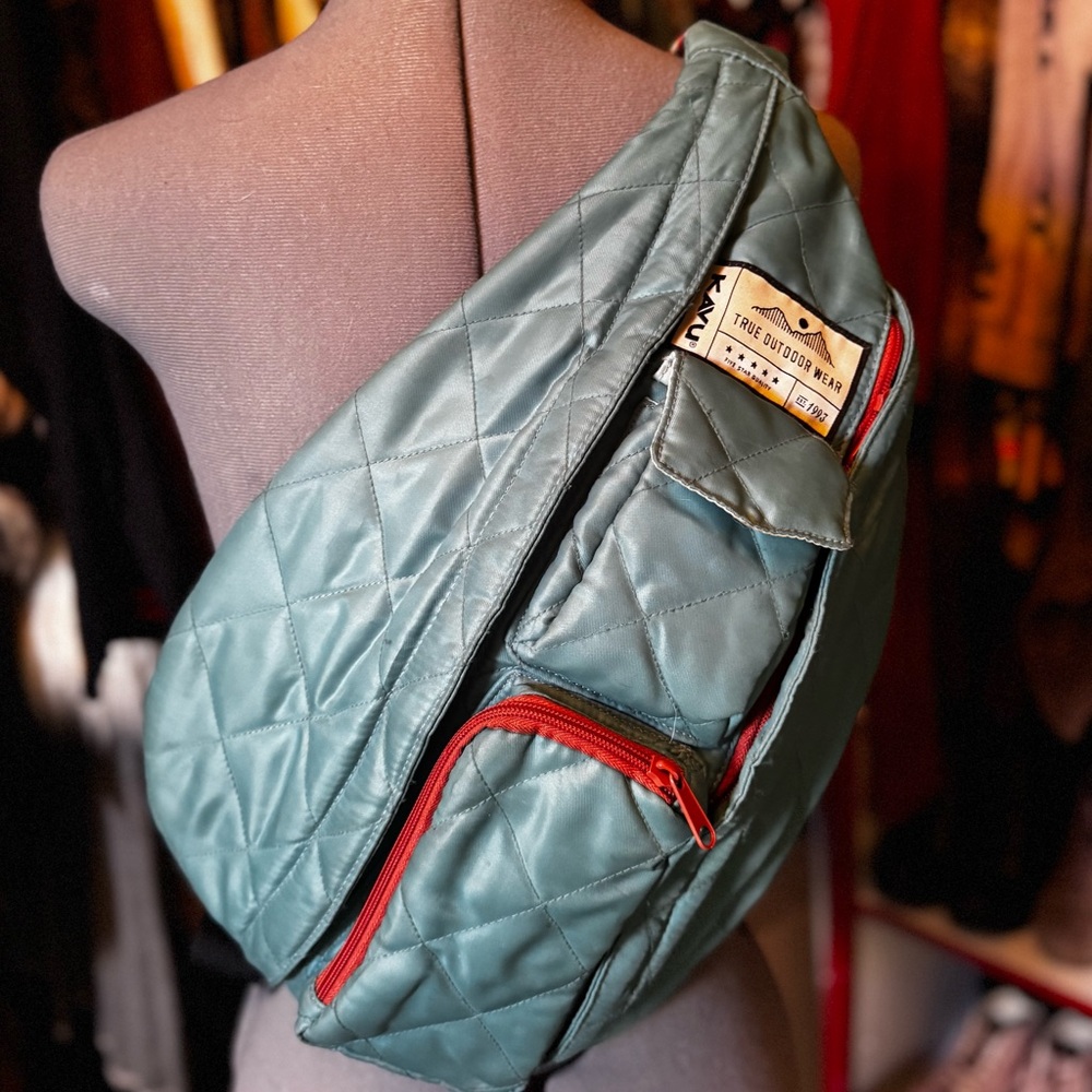 Kavu Teal Orange Original Rope Sling Bag Adjustable Strap Large